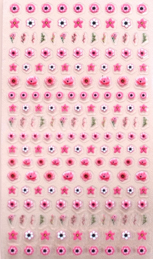 Pink Flowers Children's Nail Stickers