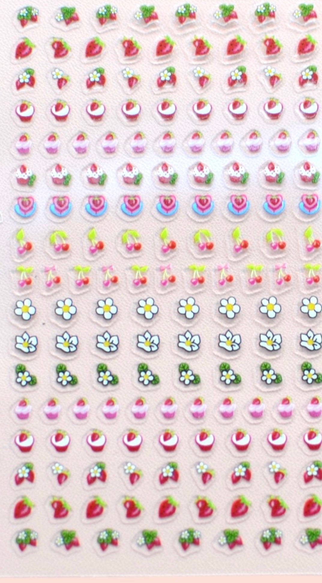 Strawberry Cupcake Children's Nail Stickers with non toxic adhesive