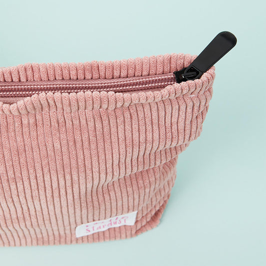 Large Dusky Pink Corduroy Makeup Bag